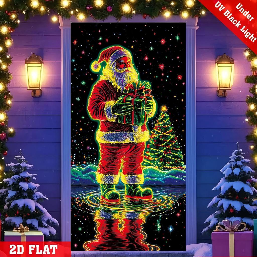 Banner/husă de ușă fluorescentă UV de Crăciun/Fundal/Decorațiune petrecere de sărbători/Pânză decorativă de Crăciun pentru agățat