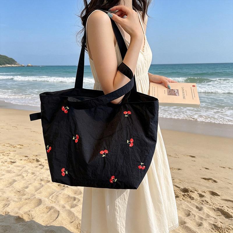 Borsa in Tela Ricamata Borsa Tote Grande Capacità Borsa a Spalla da Pendolare Donna