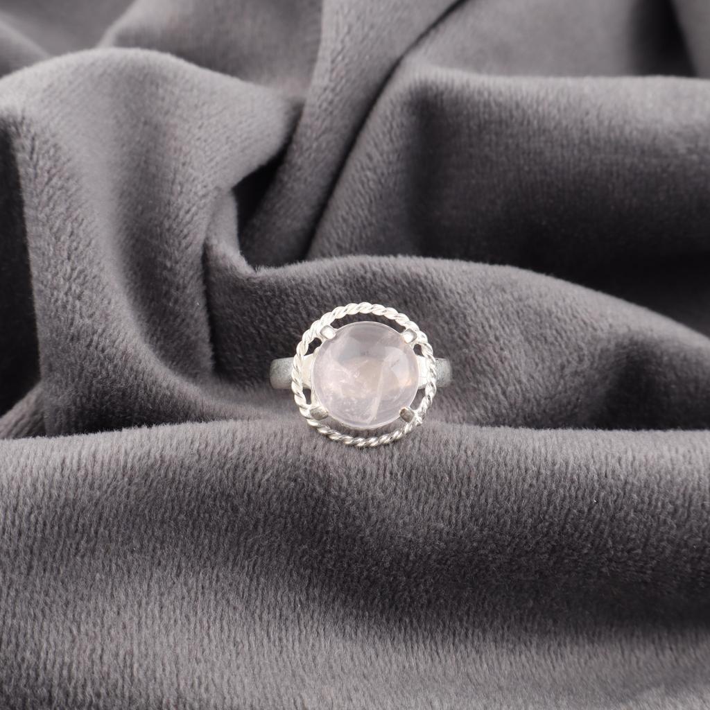 Rosenquarz Edelsteinschmuck, Handgefertigter Silberring, 925 Sterlingsilber Spiritueller Ring, Boho Schmuck Geschenk für Oma