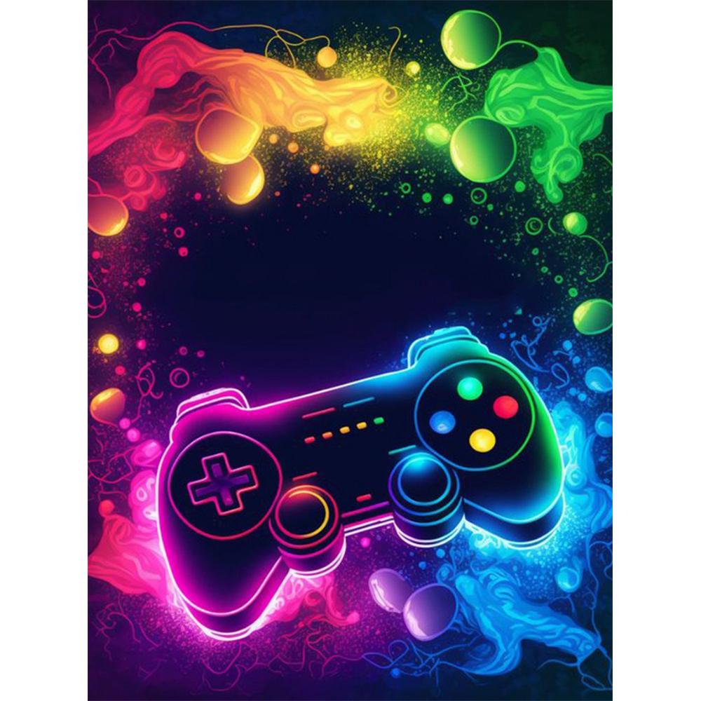 Colorful Neon Light 5D DIY Diamond Painting Kit Game Machine Sticking Diamond Embroidery Handmade Mosaic Home Decoration