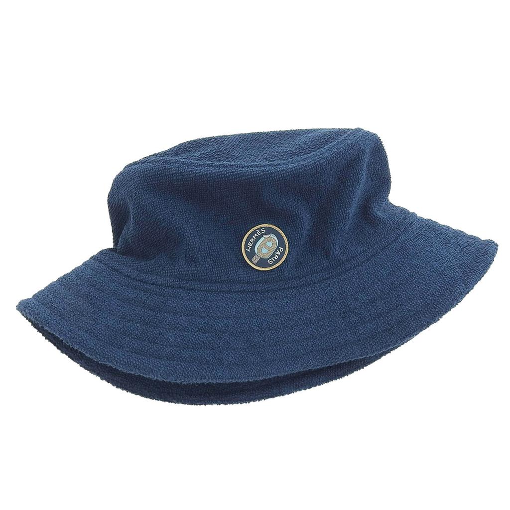 Excellent HERMES Hat Harper Bucket Hat Blue Cotton Women 58 Used