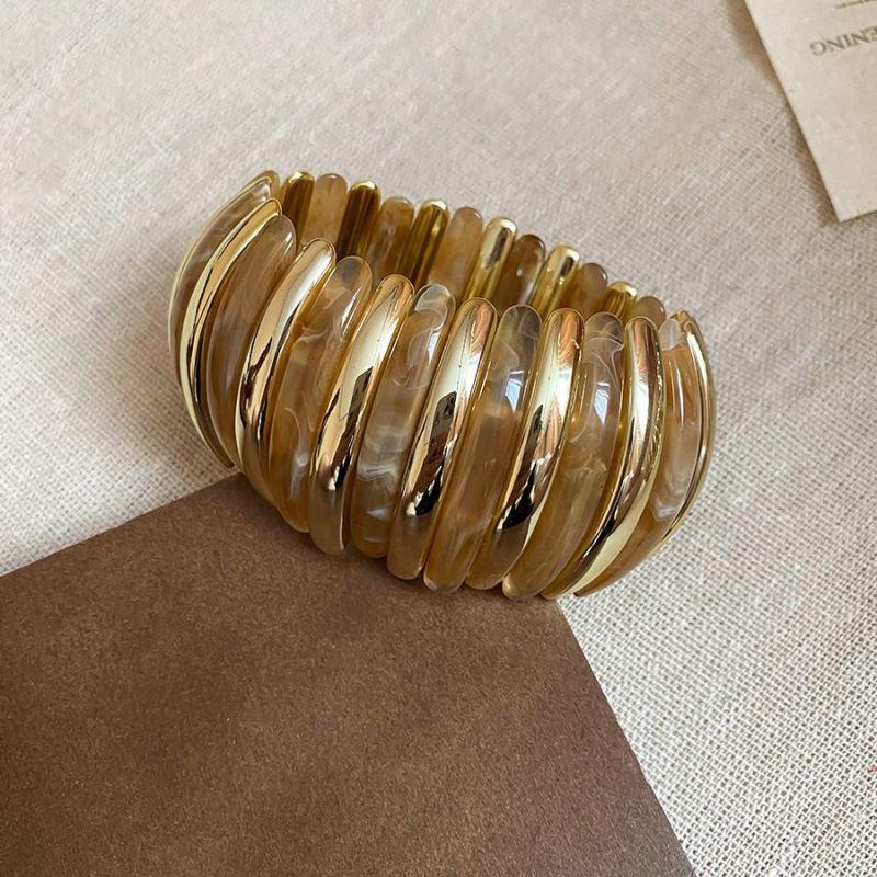Bracciale Ovale in Acrilico Marmo Europeo e Americano - Pezzo di Gioielleria Retro alla Moda