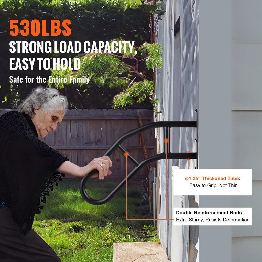 Handrails for Outdoor Steps 29" Wall Mount Safety Railings for 1-3 Steps