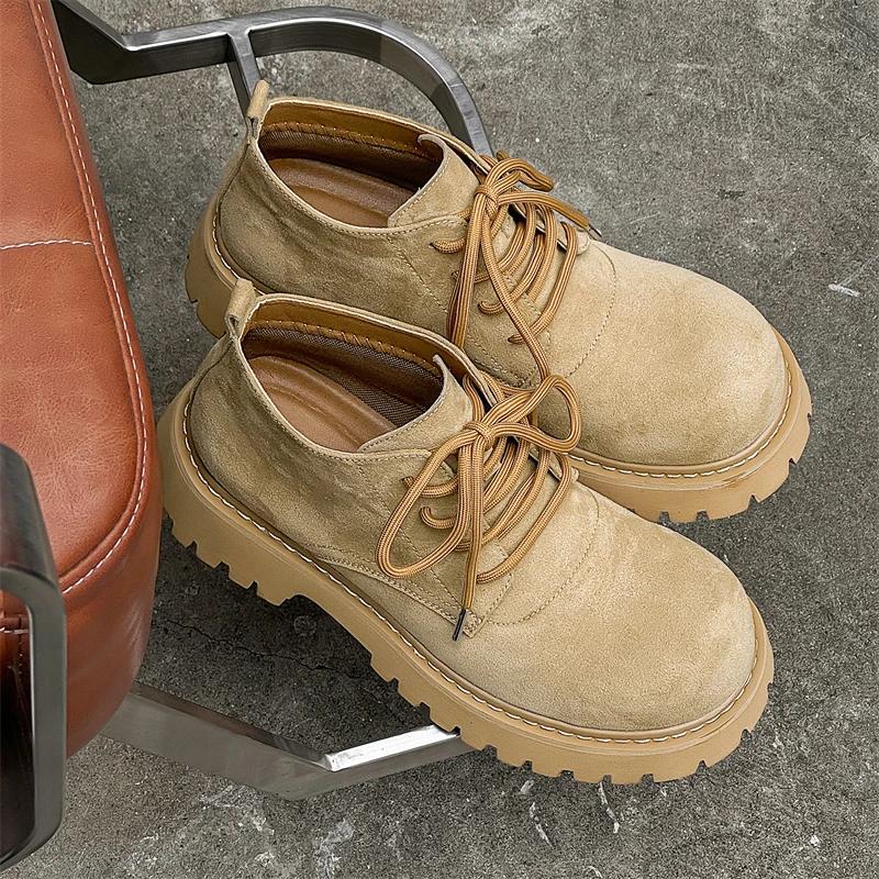 Large Size Men's Casual Tooling Work Boots Original Leather Shoes Cowboy Platform Desert Boot Outdoors Autumn Winter Ankle Botas