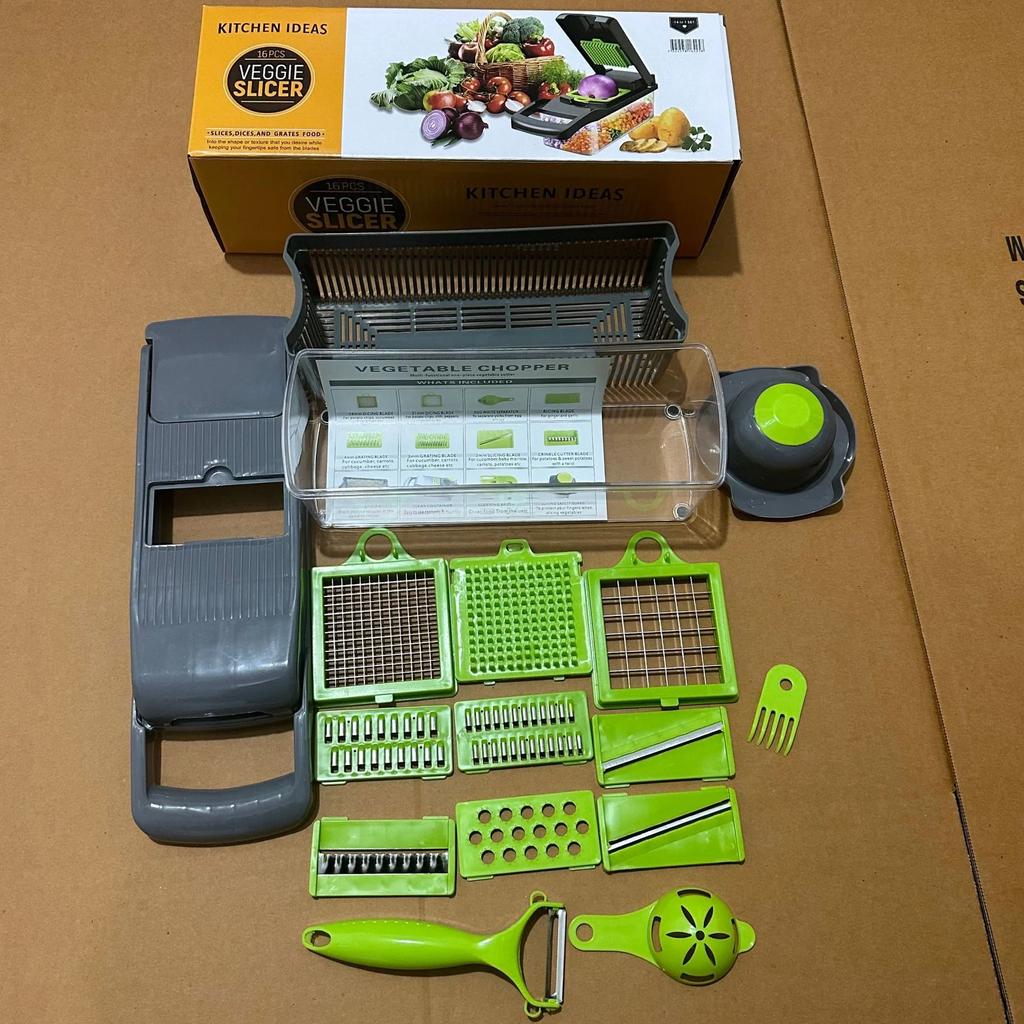 16pcs/Set Vegetable Chopper Multifunctional Fruit Slicer Manual Food Grater Cutter With Container Mincer Chopper Kitchen Stuff
