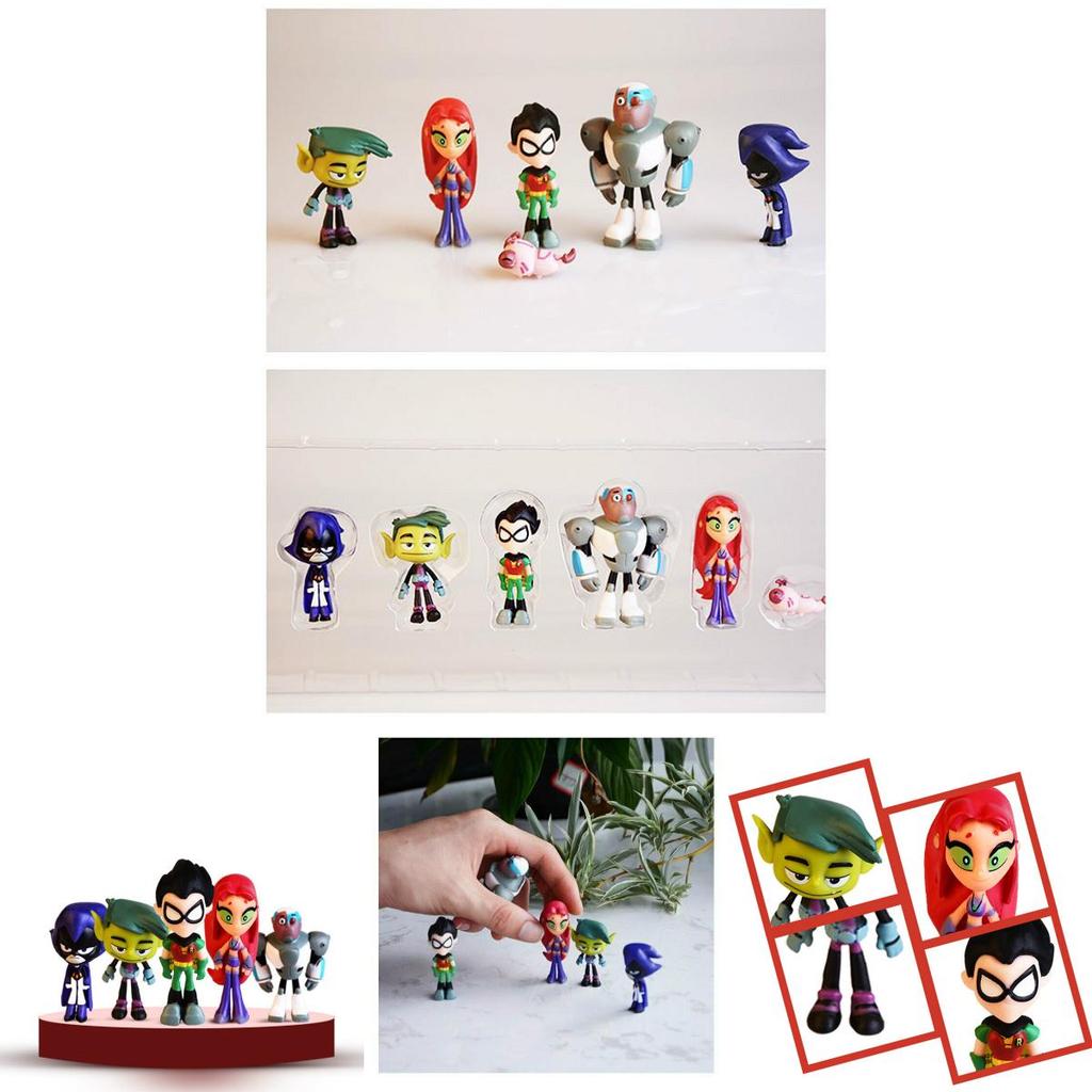Lebhaftes Teen Titans Go Figurenset mit Robin Raven Beast Boy Starfire Sammlerstücken