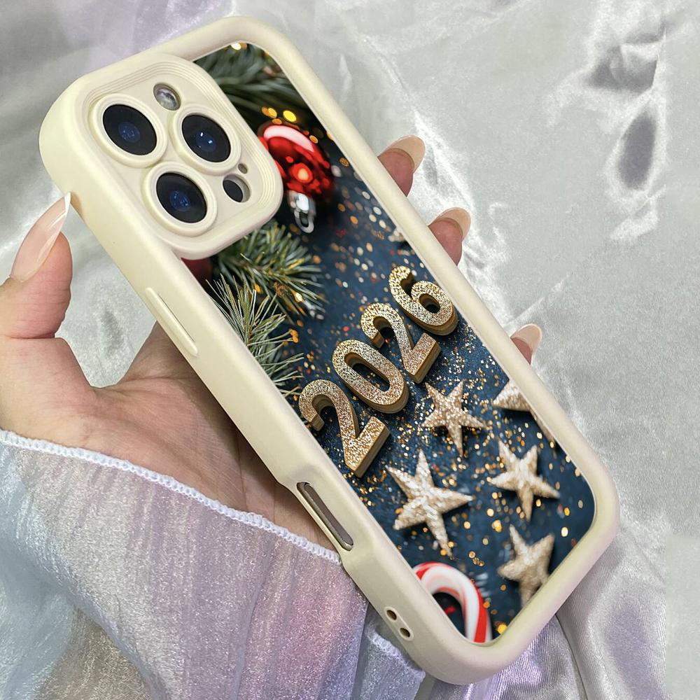 JT147 Christmas Happy New Year Art for iPhone 17 16 15 Pro Max Samsung S26 S25 Ultra A17 A16 A07 A56 Xiaomi 15T Redmi 15c 14c Note 14 Soft TPU Case