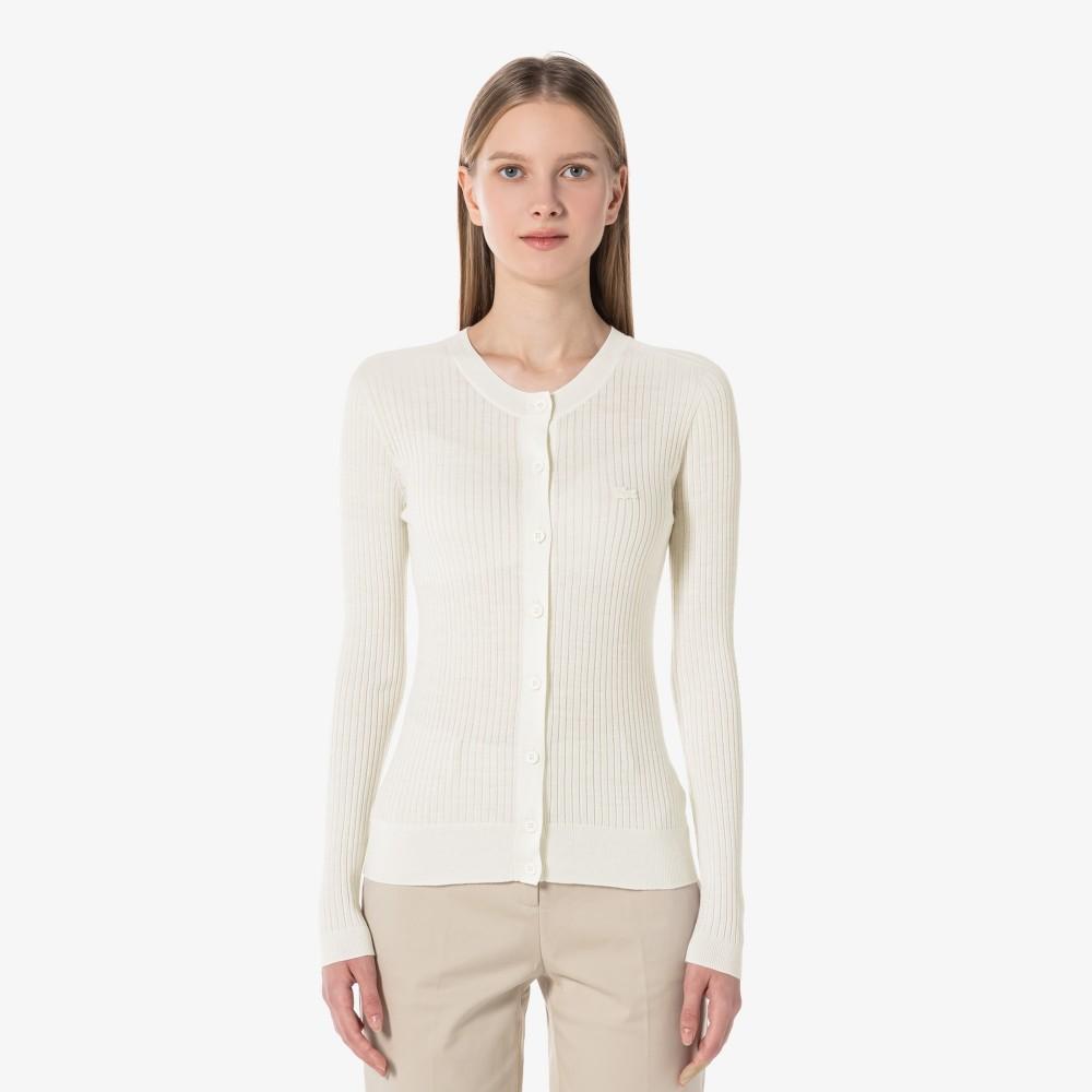Lacoste Women's Slim Fit Rib Knit Crew Neck Cardigan AF2560-54N70V