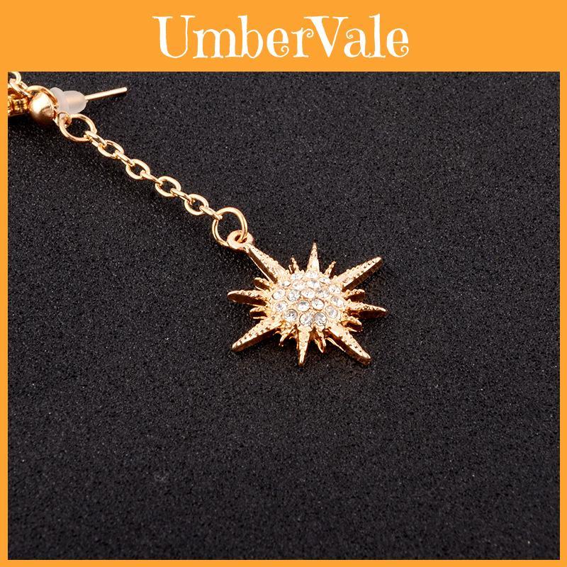 Exquisite Rhinestone Sun And Moon Chain Earrings For Women's Fashion Jewelry