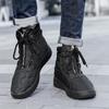 Fashion Casual Trend Men's Shoes Autumn and Winter Lace-up Thick Baseplate Shoes Army Green High-top Cloth Martin Boots