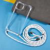 For iPhone 13 Transparent Acrylic Back+TPU Case Anti-drop Phone Cover with Lanyard