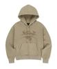 W Patch Crop Hoodie - Beige