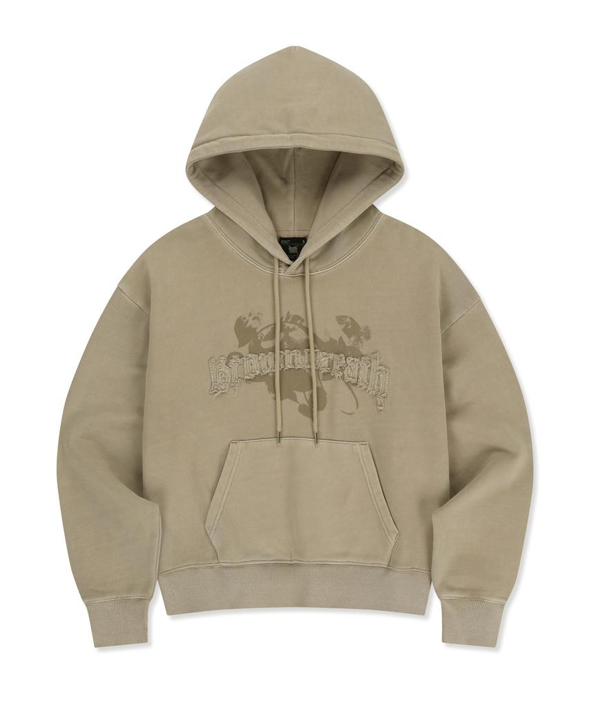 W Patch Crop Hoodie - Beige