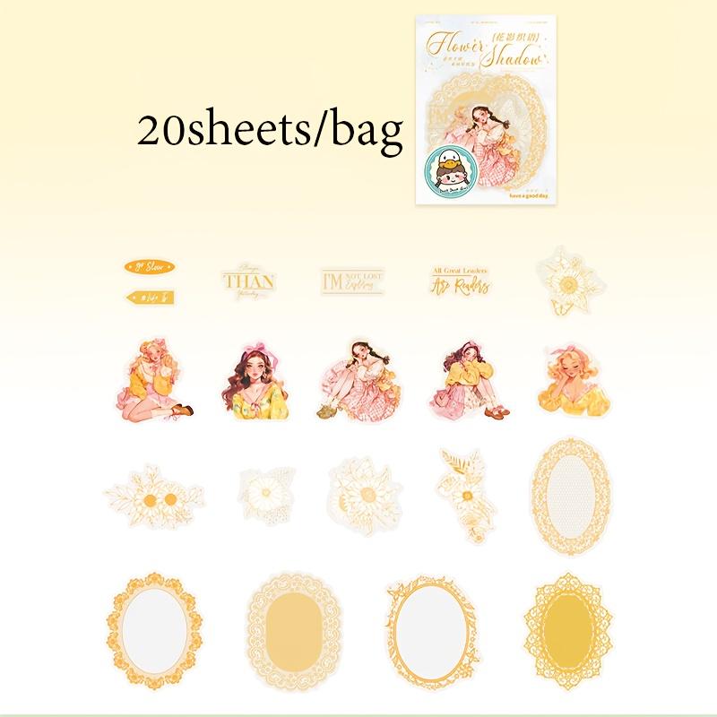 

ПЭТ Набор Наклеек Цветок Тень Плетение Языковая Серия Девушка Кружево Цветочная Рамка Текстовая Наклейка Ручной Учет Коллаж DIY Декоративный
