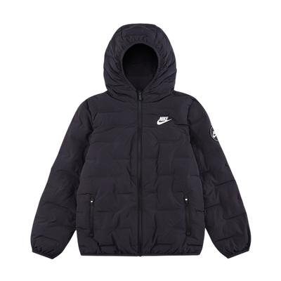 Hooded Zipper Versatile Long Sleeve Down Jacket Kids Jackets Black HQ7186-010