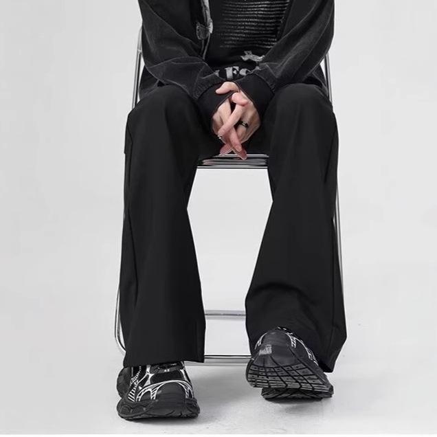 American retro suit micro-flared pants boys loose straight wide-leg floor-mopping pants high-end casual drape trousers