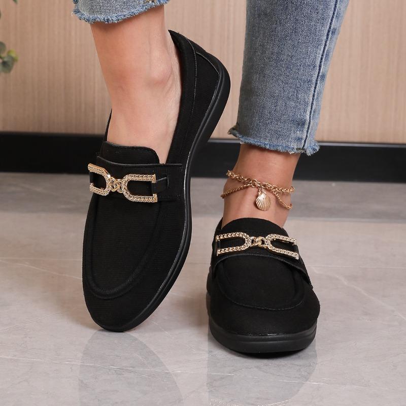 Large Suede Loafers Women's Fall New Metallic Comfortable Soft-soled Single Shoes