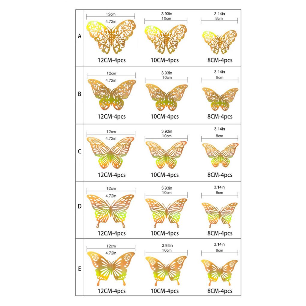 12 Pieces/Set Insect Shape Wall Sticker Hollow Decorative Glossy ulation Vivid Lifelike Home Festival Decal Ornament