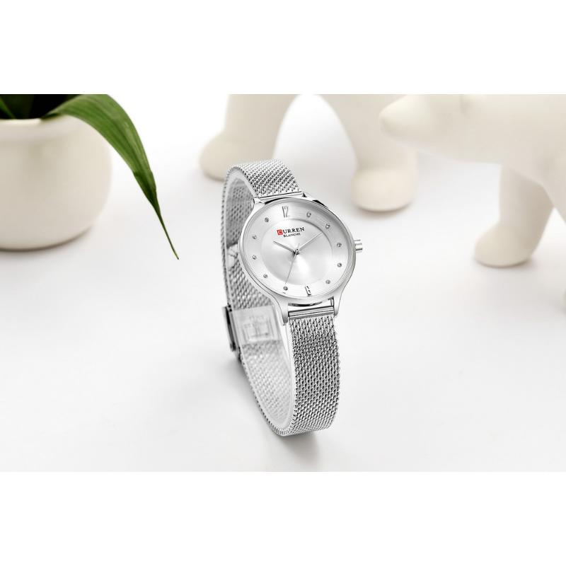 CURREN New Ladies Watch Casual Milano Mesh Strap Quartz Watch Creative Color Watch Thin Watch