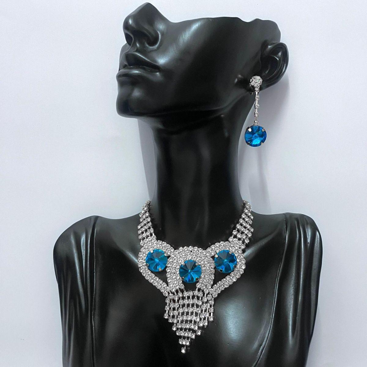Elegant Rhinestone Tassel Necklace & Earring Set for Women - Sparkly, Trendy, and Versatile