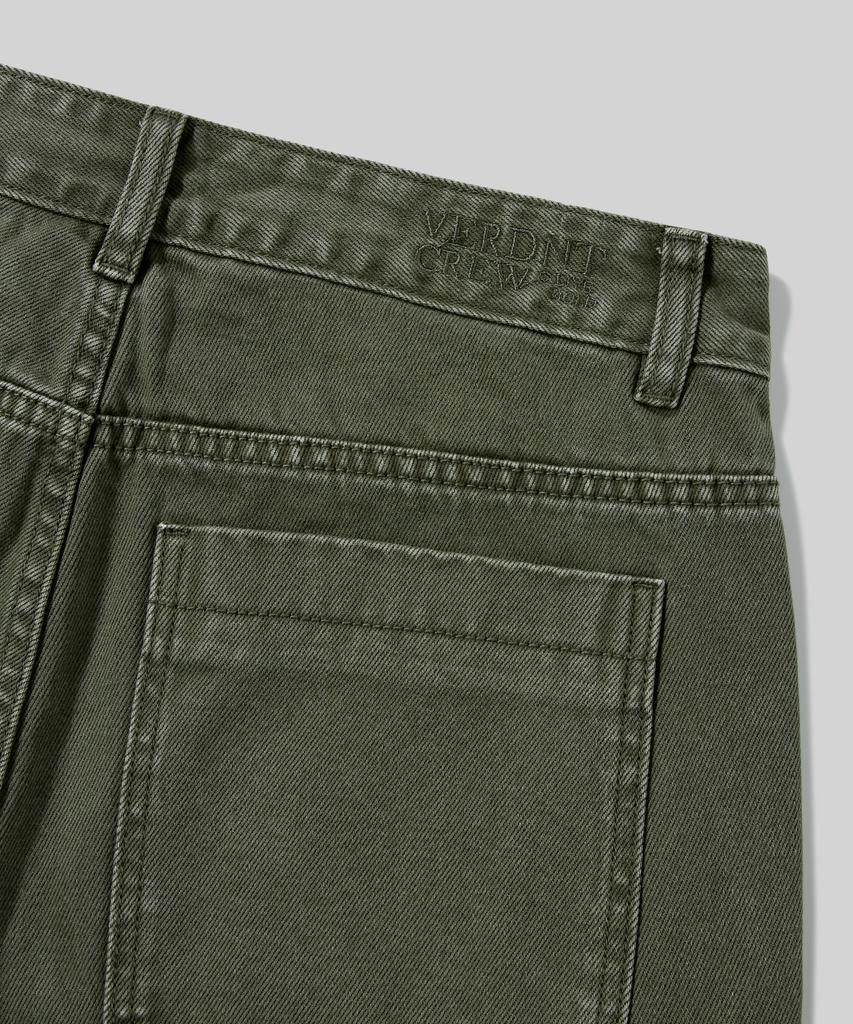 Beodeonteu Garment-Dyed Carpenter Wide Cotton Pants [Khaki]