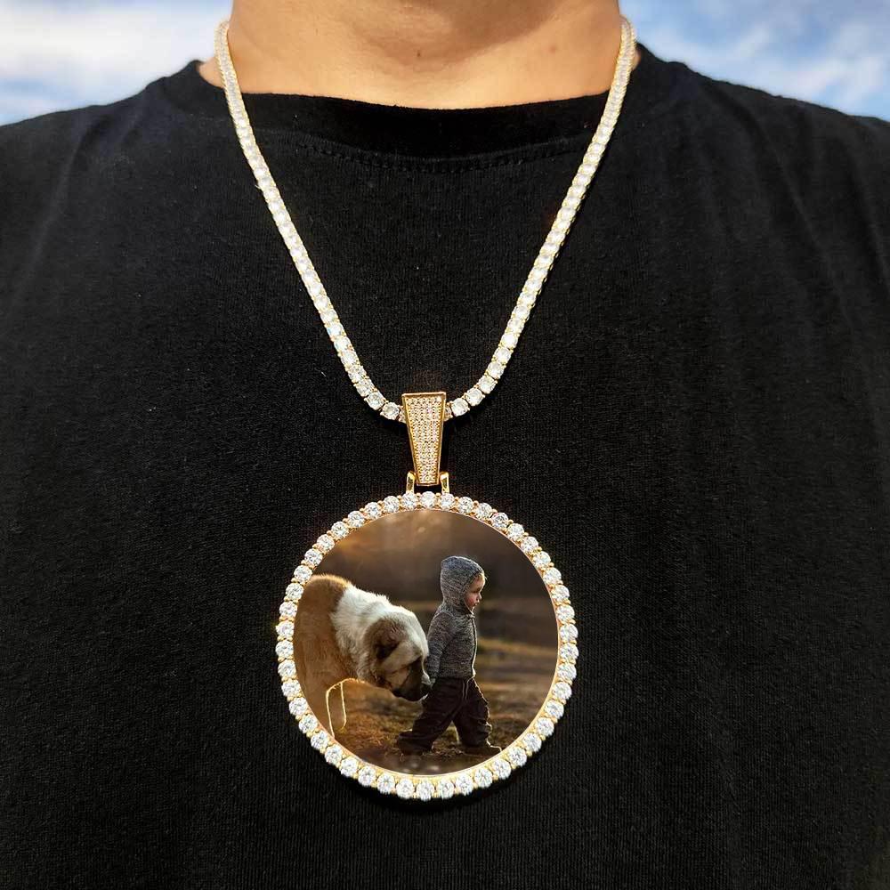 Custom Made Big Photo Medallions Gold Necklace Pendant Iced Out Cuban Men Hip Hop Picture Jewelry Gift Can Free Custom