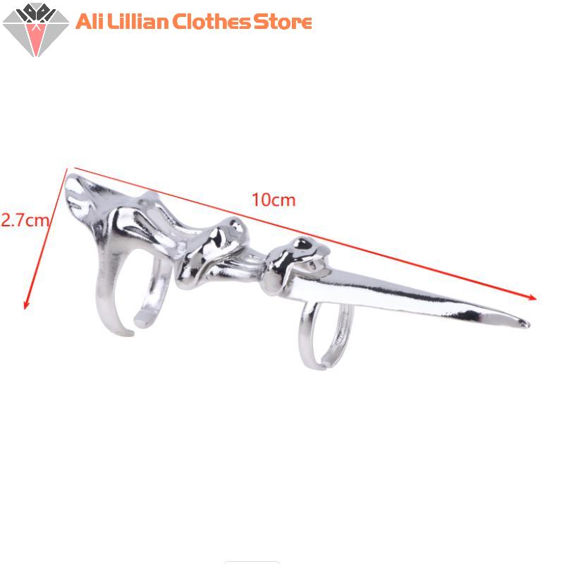 Hot Sale Punk Metal Exoskeleton Index Finger Joint Bone Ring Gothic Rock Machinery Fingertip Ring Long Finger Rings Jewelry Gift