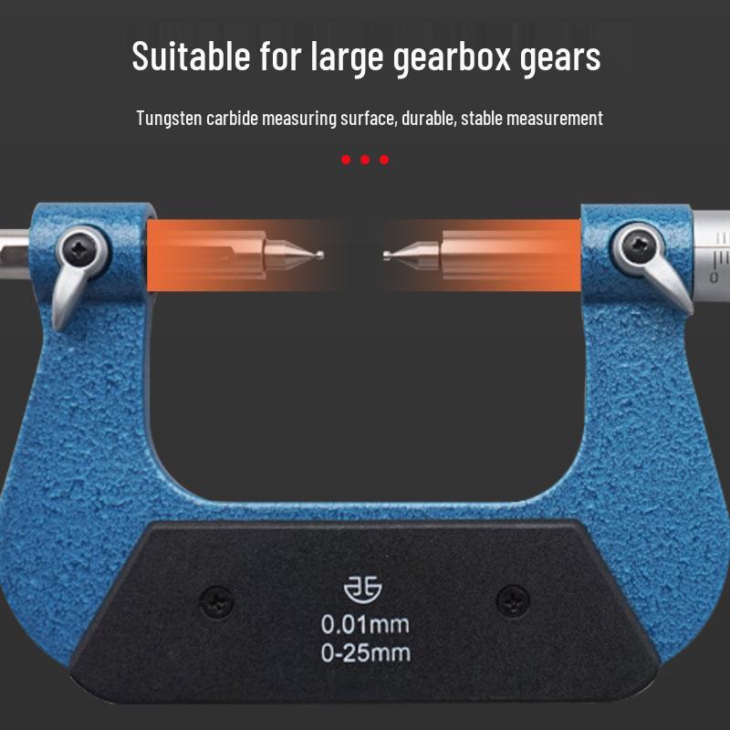 Blue Qinghai Electronic Digital Micrometer Caliper with Interchangeable Gear Modulus & Ball Head for Measuring Center Distance.
