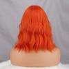 MISS WIG Short Orange Water Wave Wigs with Center Part Bangs Synthetic Fiber Short Bob Wavy Wig for Woman Party Lolita Cosplay