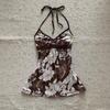 Women's Retro Floral Spaghetti Strap Slim Tank Top - Sleeveless Sweet Style