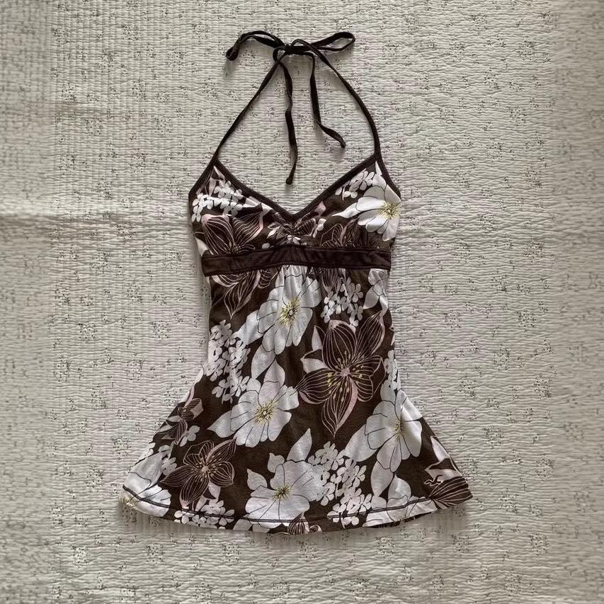 Women's Retro Floral Spaghetti Strap Slim Tank Top - Sleeveless Sweet Style