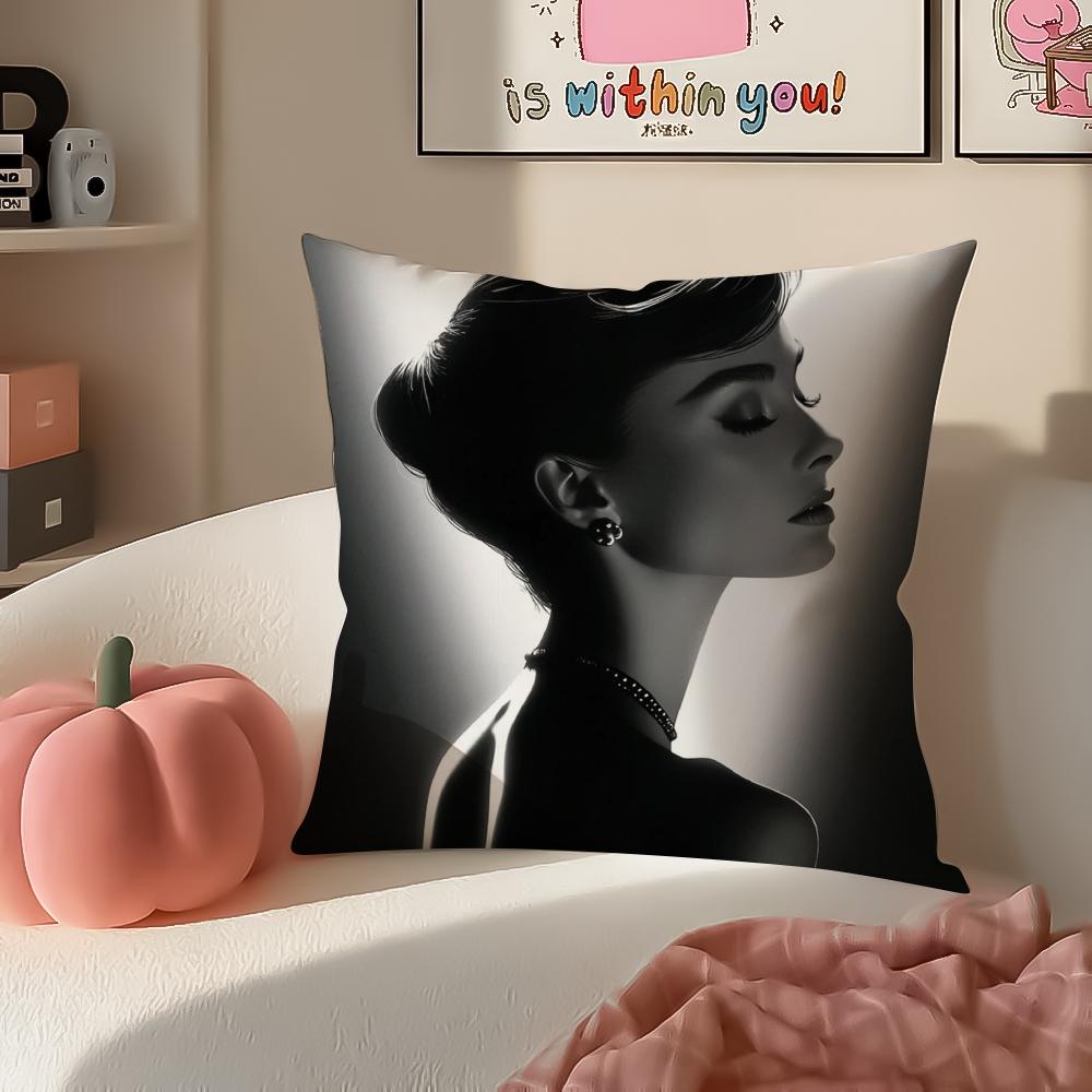 AAudrey Hepburn Cushion Cover Pillowcase Short Plush Invisible Zipper Room Sofa Cushion Cover