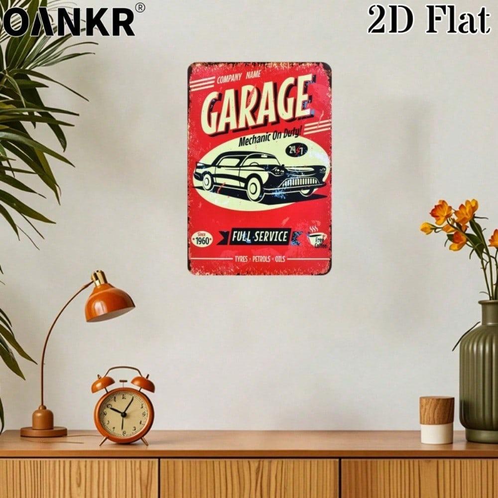 Vintage Mechanic On Duty Metal Tin Sign, Full Service Garage Art Plaque, Man Cave Wall Decor Gift