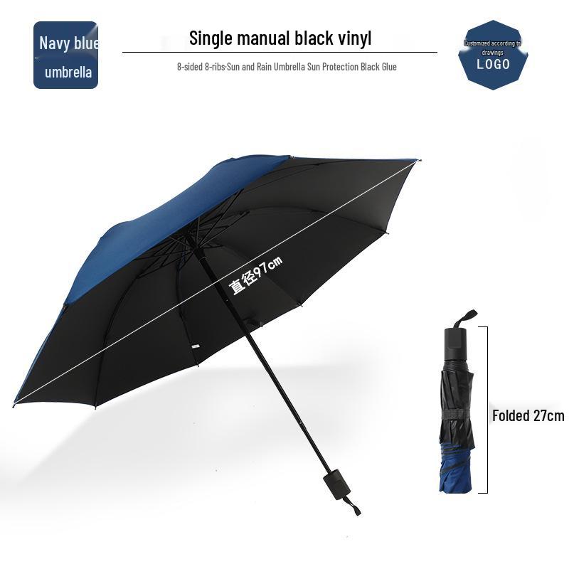 Dual-Use Automatic Umbrella for Men & Women: Sun & Rain Protection with black glue sunshade. Customizable with printed logo, fits two people.