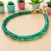 Dainty Zambian Emerald Beaded Bracelet: Sterling Silver, Faceted Gemstone