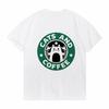 Cats And Coffee Street Funny TShirt For Unisex Fashion Casual Loose Cotton Clothing Crewneck Breathable Tshirt Hip Hop Tees