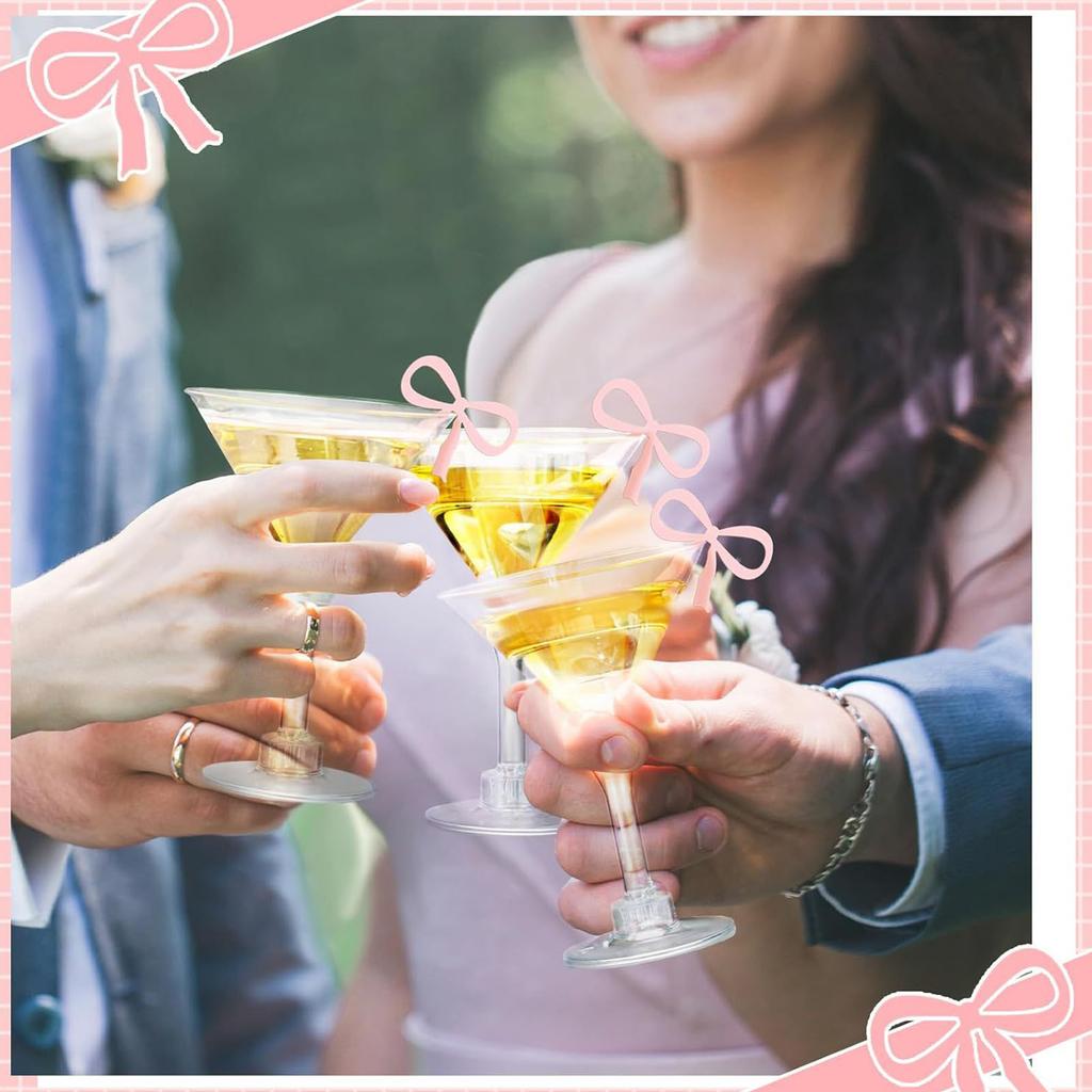 Pack Of 50 Elegant Bowknot Drink Markers Acrylic Bowtie Wine Glass Accessories For Celebrations And Events