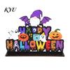 Indoor Autumn Seasonal Decor Halloween Tabletop Signs, Pumpkin Ghost Gnome Wood Centerpiece Blocks, Spooky Decorative Signs for Tables Party