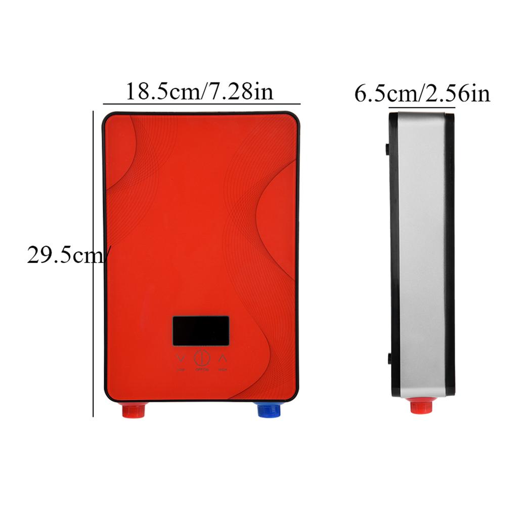 220V 6500W Tankless Instant Electric Hot Water Heater for Home Bathroom Shower Red Color