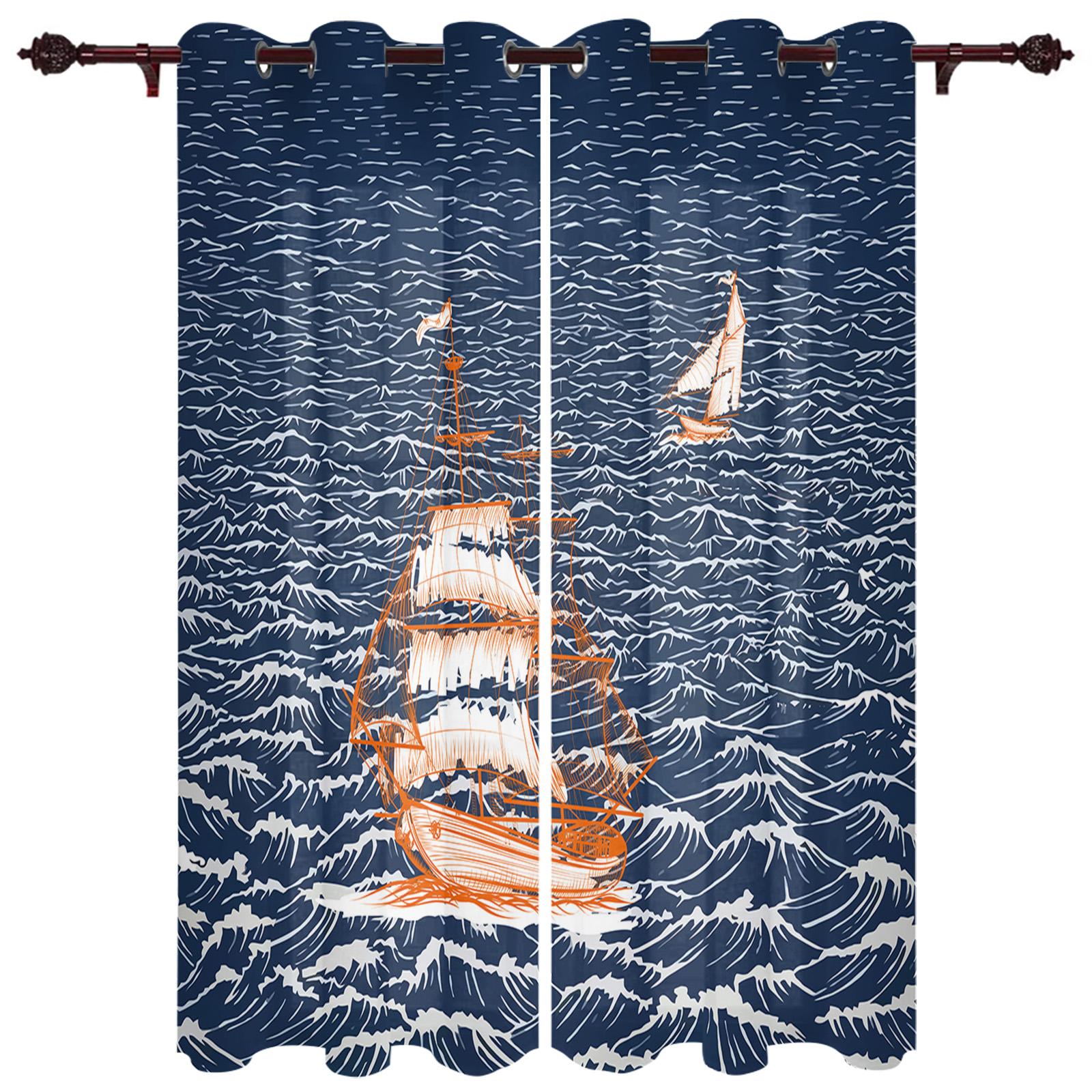 

Закат Море Черный Корабль Окна Шторы Современный Европейский Стиль Шторы для Спальни Гостиной Фон Шторы 135W x 60H(cm) x1