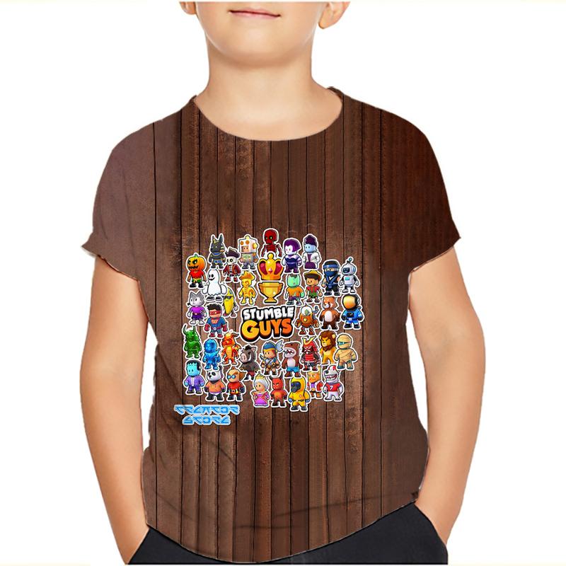 Çocuklar Stumble Erkekler Tişörtleri Stumble Oyunu Karikatür 3D Baskı Kısa Kollu Erkek/Kız O-Yaka Moda Tişört Erkek Çocuk Tişörtleri Üstler Giyim