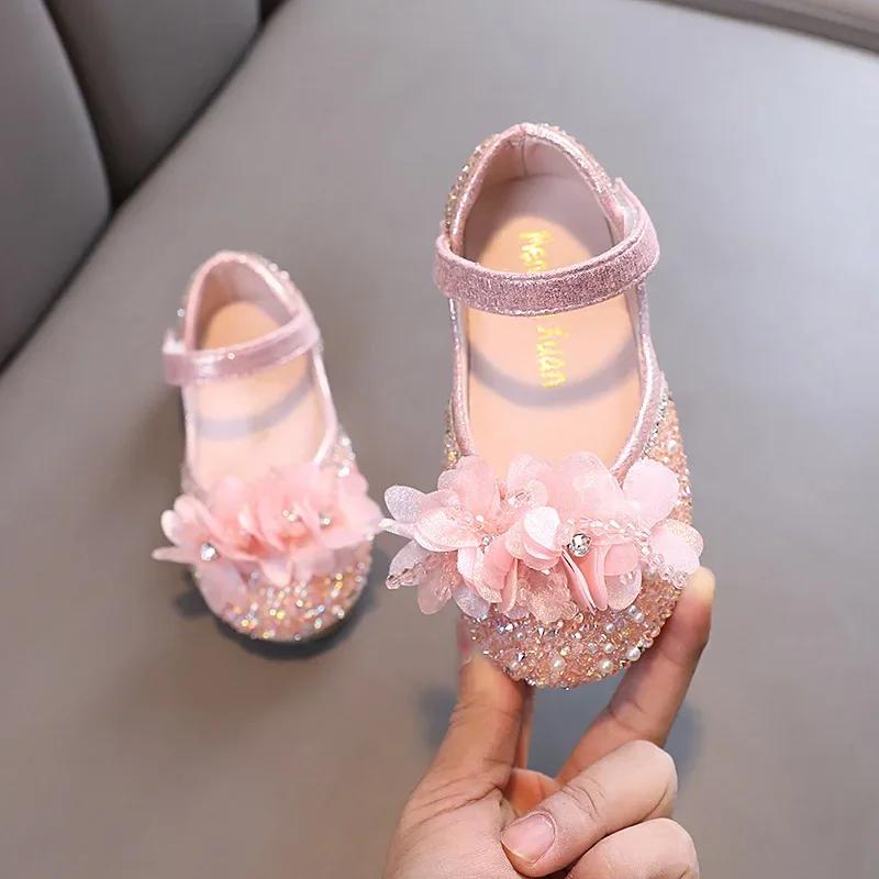 Neue Mädchen Prinzessin Lederschuhe Chic Flache Kinderballerinas Mode Süße Blume Kinder Ballett Aufführung Kleiderschuhe Rutschfest