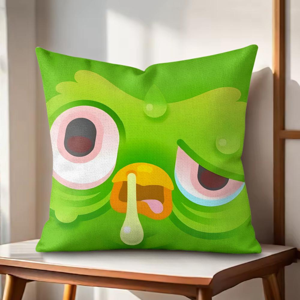 

DDuolingo Owl DDuo Cushion Cover Natural Linen Organic Fabric DoubleSided Printing Couch Pillow Covers Home Decor 30x30cm