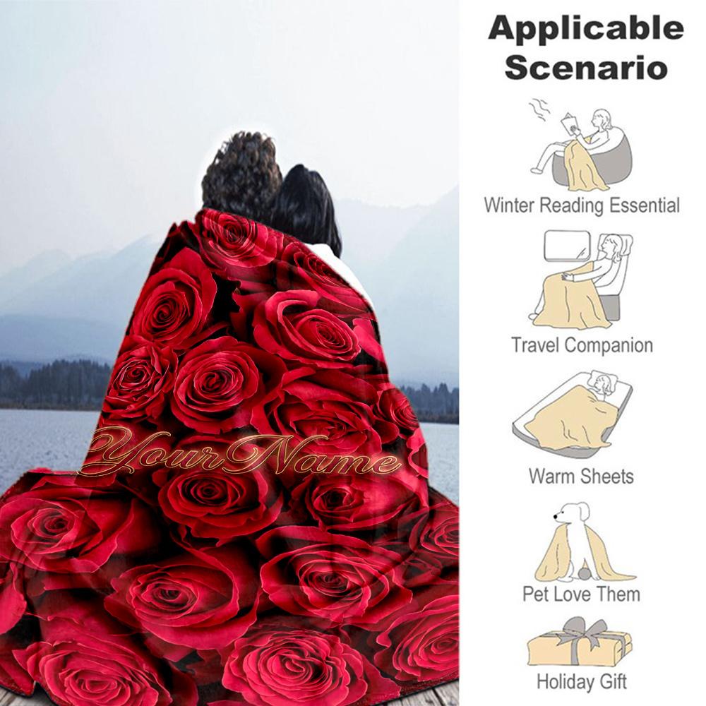 Rose Customize Your Name Blanket Gift Customizable Blanket Comfortable Suitable for Office Chair Livingroom Seaside Couch Ideal for All Seasons