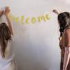 Welcome Gold Glitter Hanging Sign Banner- First Day of School, Classroom, Wedding, House, Home Decor (Gold)