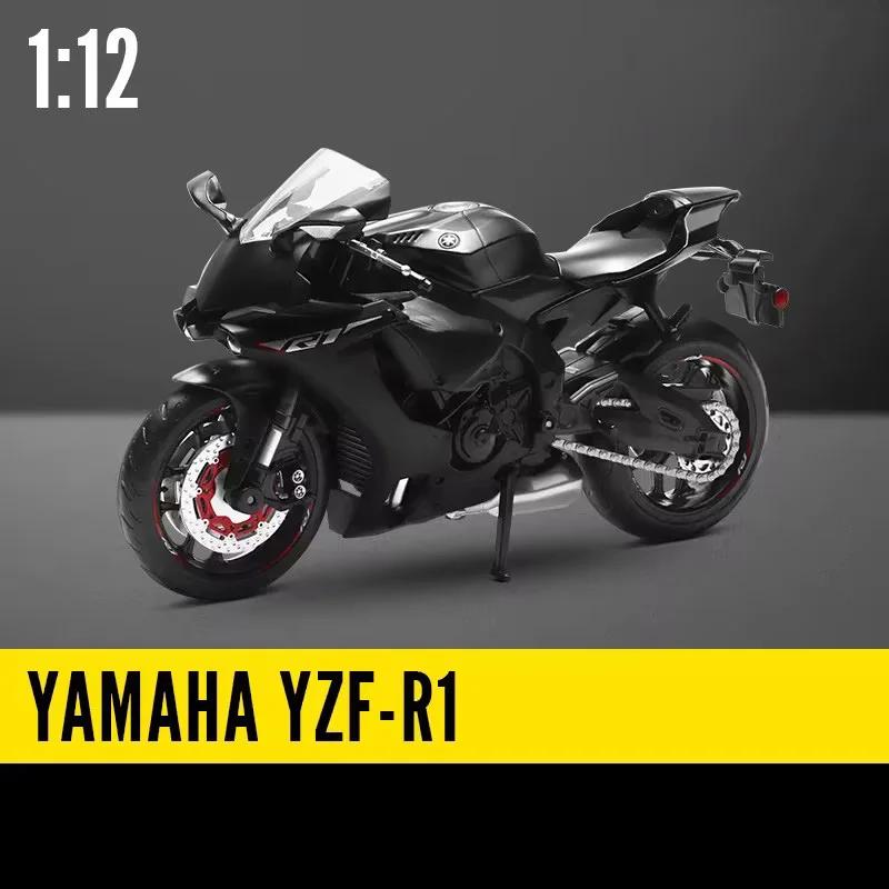 1:12 Yamaha Yzf R1 Modèle de Voiture Jouet Moto Moulé sous Pression en Métal Pneus en Caoutchouc Volant Directionnel Jouets Motos Enfants Cadeaux Fête des Enfants