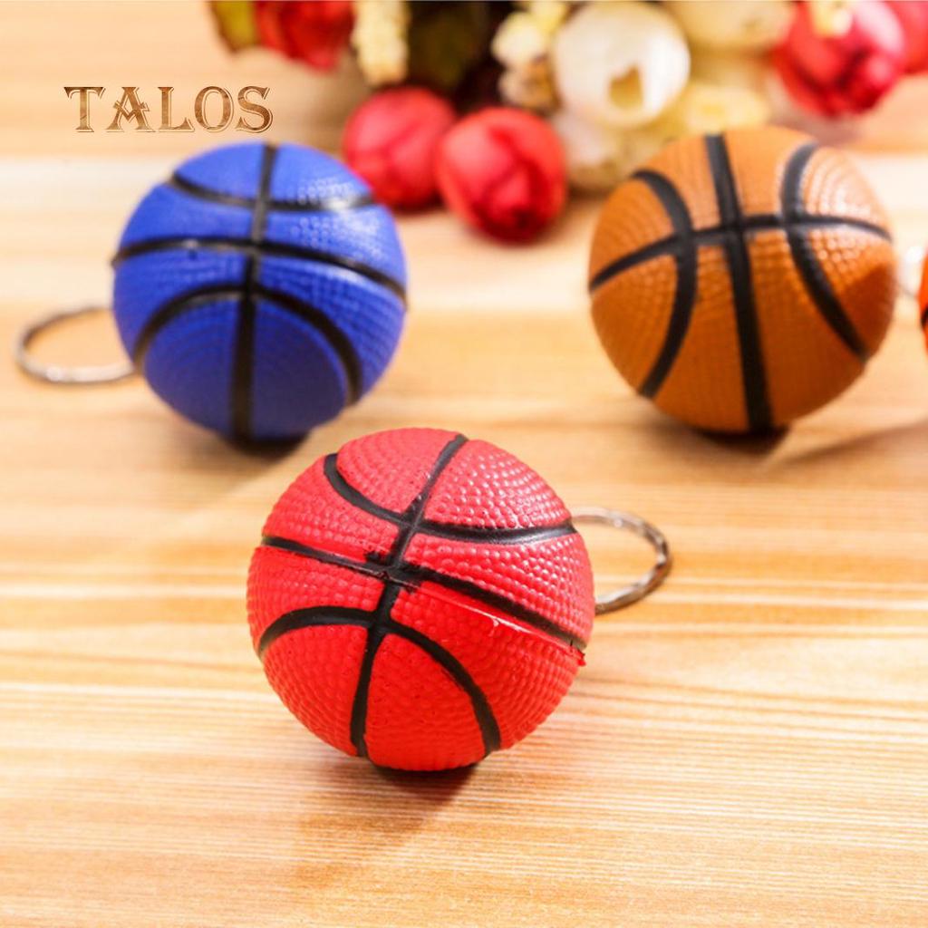 Cute Basketball Shape Sport Stress Ball Link Keychain Key Ring Bag Ornament Suspension Trinket
