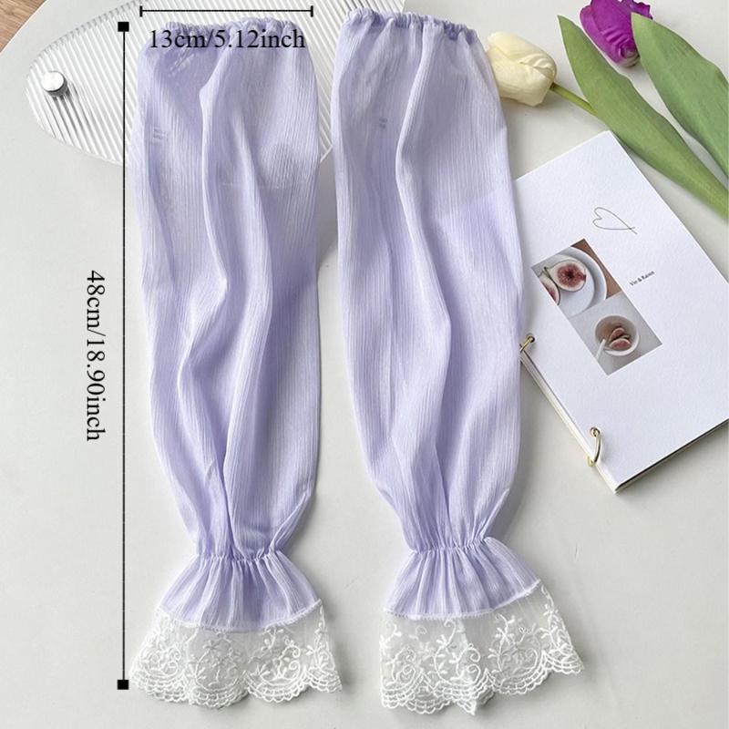 Sweet Sun Protection Lace Sleeve Breathable Polyester Long Arm Sleeves Hand Sleeves Fingerless Summer Arm Cover Sports