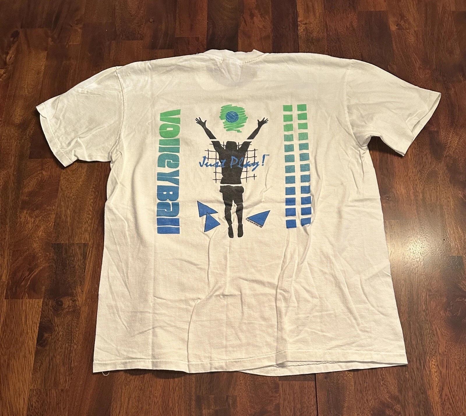 Vintage 80s Just Play Volleyball Sportswear T Shirt Large Single Stitch L