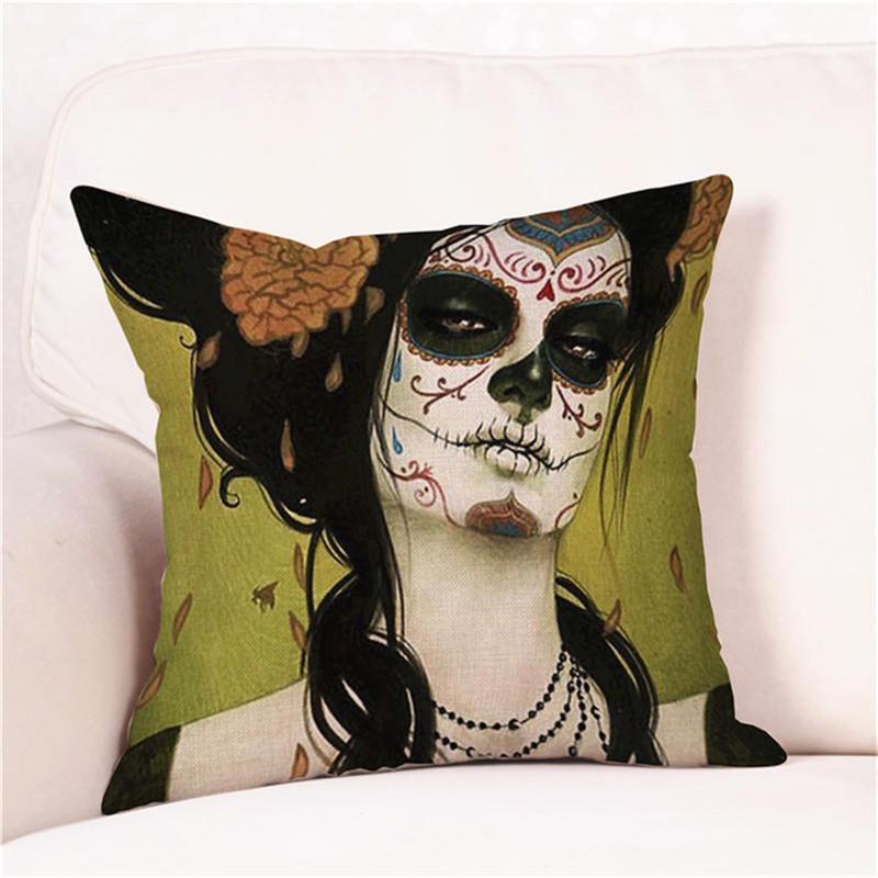 

Чехол для подушки на Хэллоуин, наволочки, череп, цветочный фестиваль, домашний декор, квадратный ужас, удобный диван 40x40cm